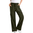 thumbnail image 1 of DHFJKG Womens Corduroy Pants High Waisted Elastic Drawstring Cargo Loose Fit Wide Leg Joggers Pants With Pockets Soft Trousers, 1 of 5