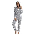 thumbnail image 1 of DHFJKG Womens Flannel Onesies Pajamas Jumpsuit Warm Fuzzy Penguin Printed Sleepwear One Piece Zipper Hooded Drwastring Playsuit Loungewear With Pockets Soft Homewear, 1 of 6