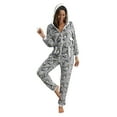 thumbnail image 1 of DHFJKG Womens Flannel Onesies Pajamas Jumpsuit Warm Fuzzy Penguin Printed Sleepwear One Piece Zipper Hooded Drwastring Playsuit Loungewear With Pockets Soft Homewear, 1 of 8