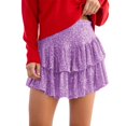 thumbnail image 1 of DHFJKG Womens Glitter Tiered Skirts Sparkling Solid Color Pleated Mini Skirt Sexy Y2K Clothes Stylish Skirt, 1 of 4