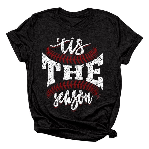 DHFJKG Womens Graphic Tee Baseball Letter Printed Short Sleeve Crew Neck Loose Fit T Shirt Casual Stylish Tops