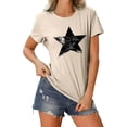 thumbnail image 1 of DHFJKG Womens Graphic Tee Short Sleeve T Shirt Casual Crew Neck Star Pattern Summer Top Loose Fit Soft Daily Wear Trendy Tops, 1 of 3