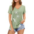 thumbnail image 1 of DHFJKG Womens Graphic Tees Summer Dandelion Flower Print Short Sleeve T Shirt V Neck Casual Loose Fit Tshirts Versatile Tops, 1 of 4