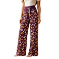 thumbnail image 1 of DHFJKG Womens Halloween Pajamas Pants Pumpkin Print Wide Leg Drawstring Waist Palazzo Loungewear Pants, 1 of 4