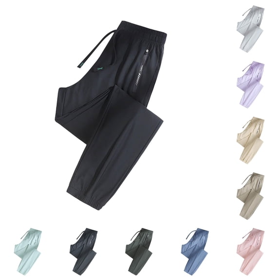 DHFJKG Womens Hiking Sweatpants Quick Dry Loose Fit Joggers Ankle-Tied Drawstring Pants With Zipper Pockets For Workout Athletic Running Comfy Trousers