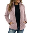 thumbnail image 1 of DHFJKG Womens Hooded Jacket Fuzzy Slim Fit Solid Color Stand Collar Zipper Outwear Soft Autumn Winter Stylish Coat, 1 of 4