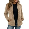 thumbnail image 1 of DHFJKG Womens Hooded Jacket Fuzzy Slim Fit Solid Color Stand Collar Zipper Outwear Soft Autumn Winter Trendy Coat, 1 of 4