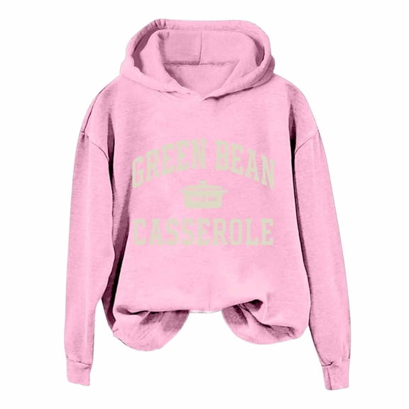 DHFJKG Womens Hoodies Letter Printed Long Sleeve Hooded Pullover Loose Fit Sweatshirt Winter Classic Tops