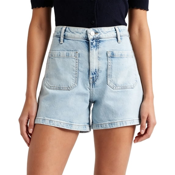 DHFJKG Womens Jeans Shorts Summer Mid Rise Stretch Flat Front Denim Shorts With Front Pockets Casual Soft Bottoms