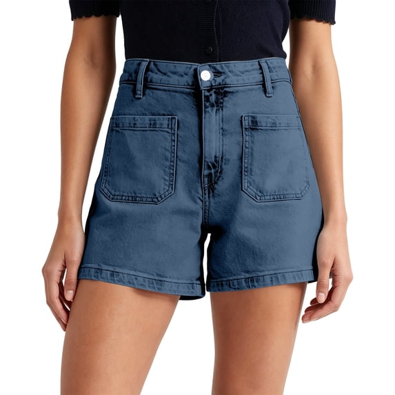 DHFJKG Womens Jeans Shorts Summer Mid Rise Stretch Flat Front Denim Shorts With Front Pockets Casual Stylish Bottoms