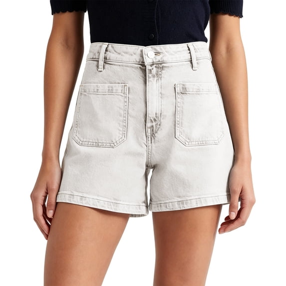 DHFJKG Womens Jeans Shorts Summer Mid Rise Stretch Flat Front Denim Shorts With Front Pockets Casual Trendy Bottoms