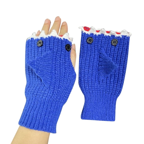 DHFJKG Womens Knitted Fingerless Gloves Thumb Hole Half Fingerless Mittens With Cute Cartoon Animals Shape Cozy Mitten
