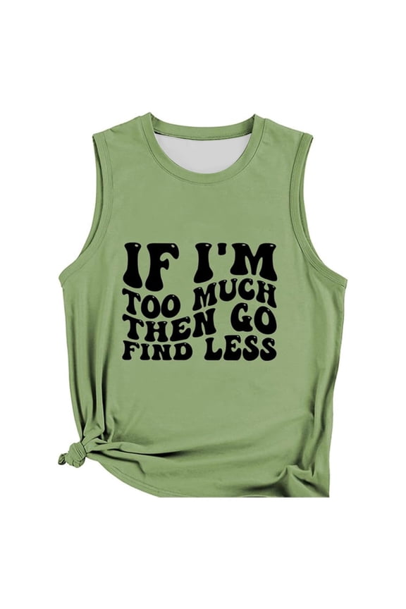 Womens Letter Graphic Sleeveless Tank Tops Layering Crewneck Loose Fit Tunic Summer Versatile Tops