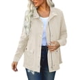 thumbnail image 1 of DHFJKG Womens Long Sleeve Shirts Jackets Solid Color Collared Snap Button Zipper Lightweight Jacket Versatile Outerwear, 1 of 9