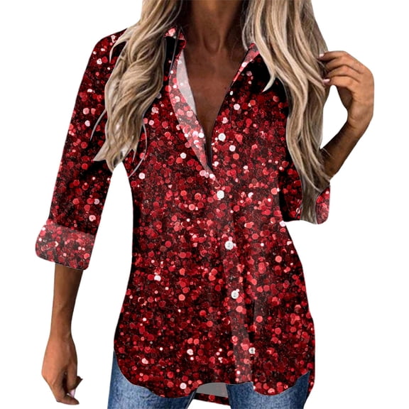 DHFJKG Womens Long Sleeve Shirts Printed Long Sleeve Button Down Turndown Collar Shirt Jackets Festival Carnival Trendy Blouses