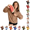 thumbnail image 1 of DHFJKG Womens Mens Hoodies With Large Pockets Long Sleeve Sweatshirt Solid Color Loose Pullover Tops, 1 of 7