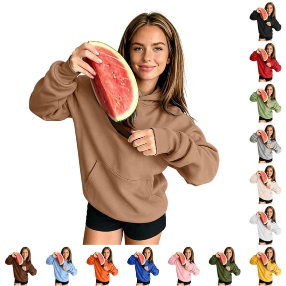 DHFJKG Womens Mens Hoodies With Large Pockets Long Sleeve Sweatshirt Solid Color Loose Pullover Tops