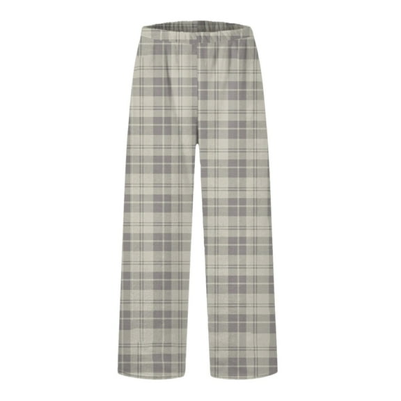 DHFJKG Womens Pajama Pants Soft Flannel Plaid Sleepwear Bottoms Comfortable Loungewear Pj Pants Elastic Waist Loose Fit Trousers