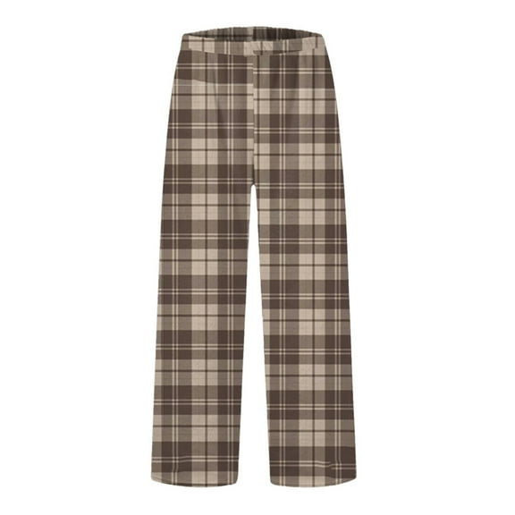 DHFJKG Womens Pajama Pants Soft Flannel Plaid Sleepwear Bottoms Comfortable Loungewear Pj Pants Elastic Waist Loose Fit Trousers