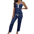 thumbnail image 1 of DHFJKG Womens Pajama Sets 2 Piece Spaghetti Strap Sleepwear Ruffle Heart Print Soft Pants Set Loungewear Outfits Trendy Nightwear, 1 of 5