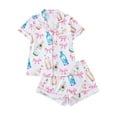 thumbnail image 1 of DHFJKG Womens Pajama Sets Funny Graphic Sleepwear Short Sleeve Turndown Collar Shirts And Shorts Set Cute Nightwear Two Piece Leisure Home Clothes, 1 of 9