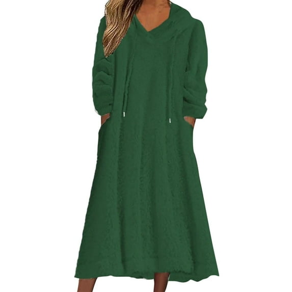 DHFJKG Womens Pajamas Fuzzy Hoodies Dress Loungewear Double-Sided Plush Long Sleeve Hooded Pullover Homewear Cozy Home Clothes