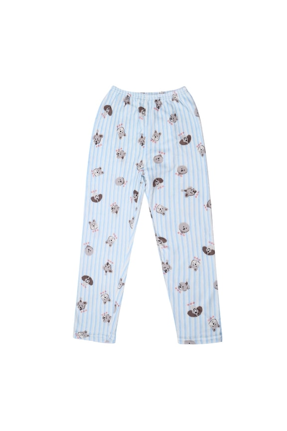 Womens Pajamas Pants Flannel Cute Cartoon Print Loose Fit Straight Leg Elastic Waist Pj Bottoms Fuzzy Sleepwear Pants Classic Nightwear