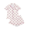 thumbnail image 1 of DHFJKG Womens Pajamas Set Button Down 2 Piece Pjs Shorts Set Heart Print Short Sleeve Notch Collar Sleepwear Soft Home Clothes, 1 of 3