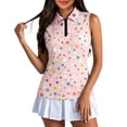 thumbnail image 1 of DHFJKG Womens Polo Shirts Polka Dot Quarter Zip Sleeveless Regular Fit Stretchy Soft Golf Tennis Shirts Comfy Tops, 1 of 4