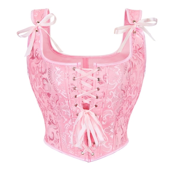 DHFJKG Womens Renaissance Corset Lace-Up Overbust Bustier Shapewear Spaghetti Strap Trendy Waist Cincher Tops
