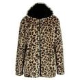 thumbnail image 1 of DHFJKG Womens Reversible Wear Leopard Fuzzy Jacket Long Sleeve Hooded Mediun-Length Loose Fit Zipper Coat Casual Outwear Fall Winter Comfort Outerwear, 1 of 9