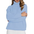 thumbnail image 1 of DHFJKG Womens Ribbed Turtleneck Knit Sweater Solid Color Loose Fit Long Sleeve Casual Knitted Top Insulated Versatile Jumper Tops, 1 of 4