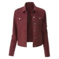 thumbnail image 1 of DHFJKG Womens Ripped Denim Crop Jacket Solid Color Long Sleeve Turndown Collar Slim Fit Jacket Cropped Top Leisure Coats, 1 of 3