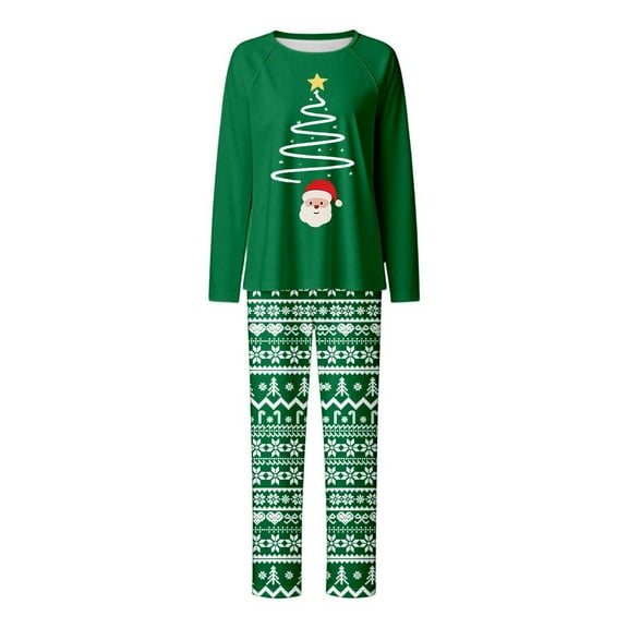 DHFJKG Womens Santa Matching Family Pajamas Sets Cozy Holiday Long Sleeve Sleepwear For Mommy Son Daughter Festive Nightwear Outfit Soft 2 Piece Sets