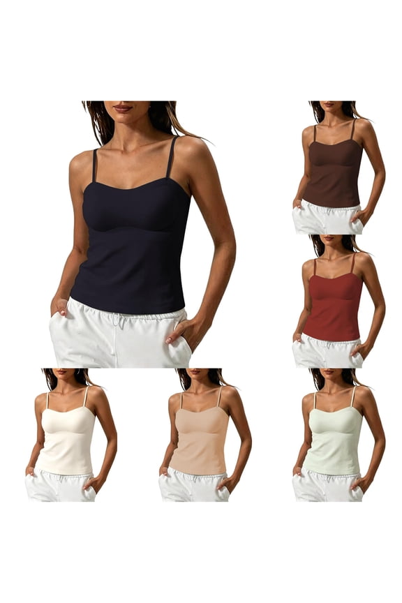 Womens Seamless Camisole Tops With Built In Bras Adjustable Straps Wireless Cami Bra