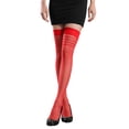 thumbnail image 1 of DHFJKG Womens Sheer Tights Stripped Thigh High Socks Over Knee Strechy Casual Party Wear Soft Stockings, 1 of 6
