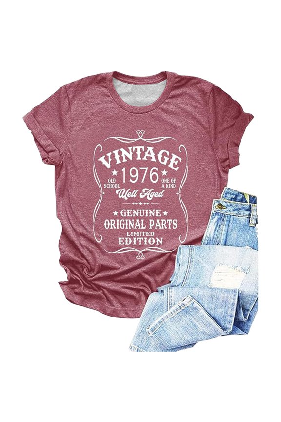 Womens Short Sleeve Graphic Tee Comfortable Crewneck Letter Print Loose Fit Tunic T Shirt Comfy Tops