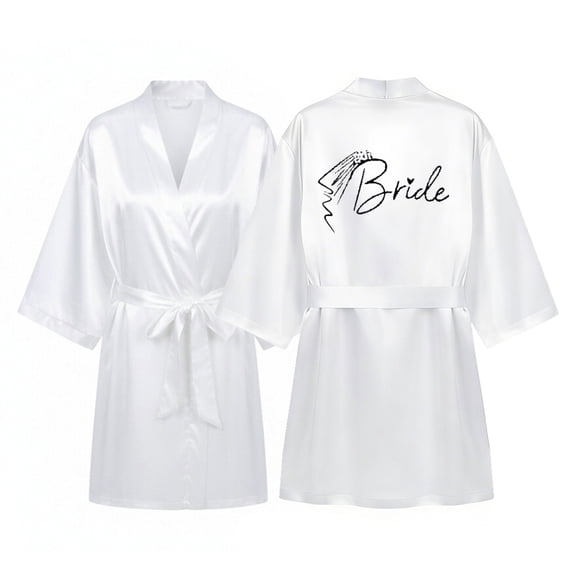 DHFJKG Womens Silk Satin Robe Kimono Bathrobe Wedding Dressing Gown For Bridal Bride Bridesmaid Robes