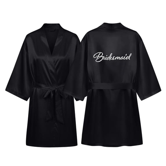 DHFJKG Womens Silk Satin Robe Kimono Bathrobe Wedding Dressing Gown For Bridal Bride Bridesmaid Robes