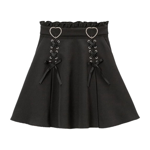 DHFJKG Womens Skirt High Waist A Line Summer Flowy Gothic Lace Up Ruffle Mini Skirts 2026 Summer Elastic Waistband Stylish Skirt