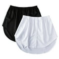 thumbnail image 1 of DHFJKG Womens Skirts 2 Pairs Layering Top Bottom Solid Color Pleated Mini Underskirt With Buttons Curved Hem Lightweight Trendy Skirt, 1 of 9