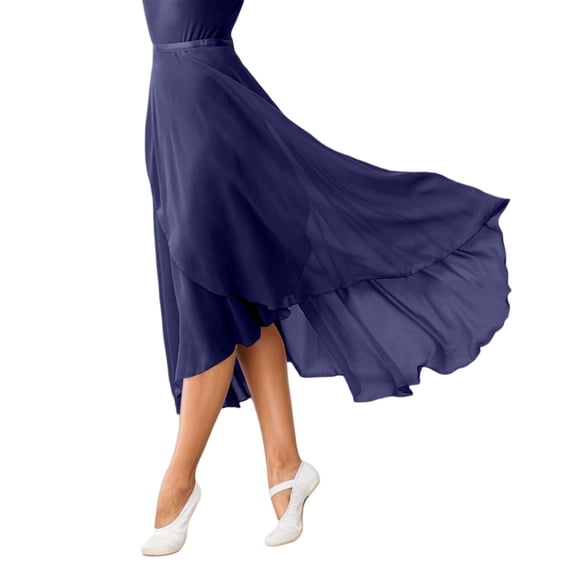 DHFJKG Womens Skirts Ballet Workout Wrap Midi Skirt Irregular Hem Lace Up Cover Ups Chiffon Solid Color Lightweight Soft Skirt