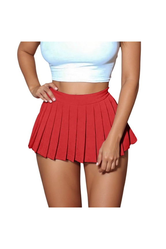 Womens Skirts Pleated A-Line Short Mini Basic Skirt School Uniform Skater Skirts Nightout Club Wear Trendy Skirt