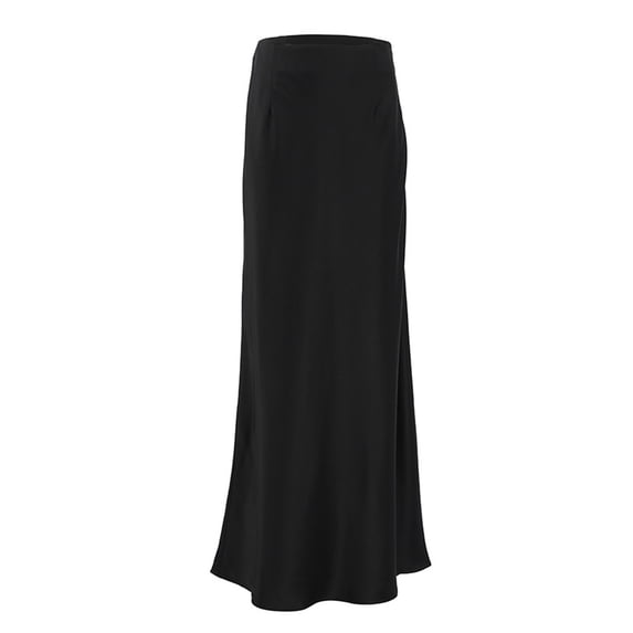DHFJKG Womens Skirts Silk Satin Maxi Flared Skirt High Waist Slim Fit Evening Party Dress Long Trendy Skirt