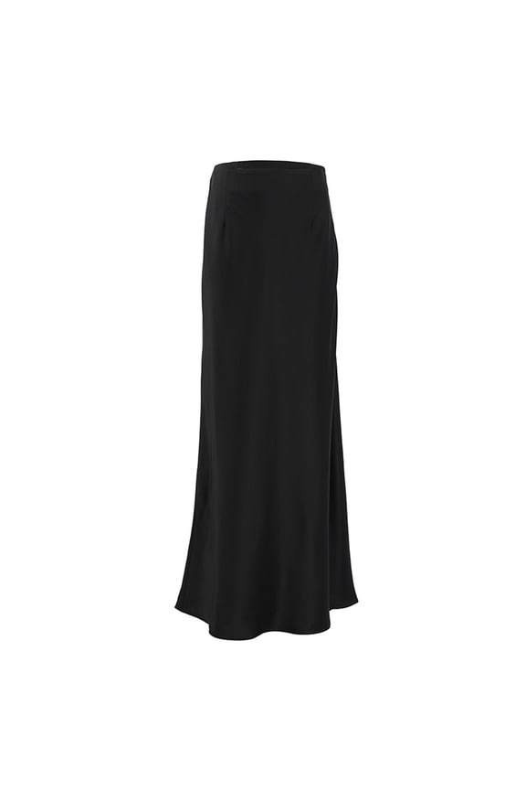 Womens Skirts Silk Satin Maxi Flared Skirt High Waist Slim Fit Evening Party Dress Long Trendy Skirt