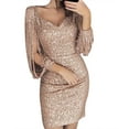 thumbnail image 1 of DHFJKG Womens Sparkly Dresses For Wedding Guest Glitter Bodycon Long Sleeve V Neck Mini Dress Carnival Night Out Clubwear For Ladies Trendy Dresses, 1 of 9
