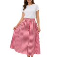 thumbnail image 1 of DHFJKG Womens Stripe Skirt Retro A Line Mid-Calf Comfortable High Waisted Flared Hem Skirts Carnival Versatile Skirt, 1 of 6