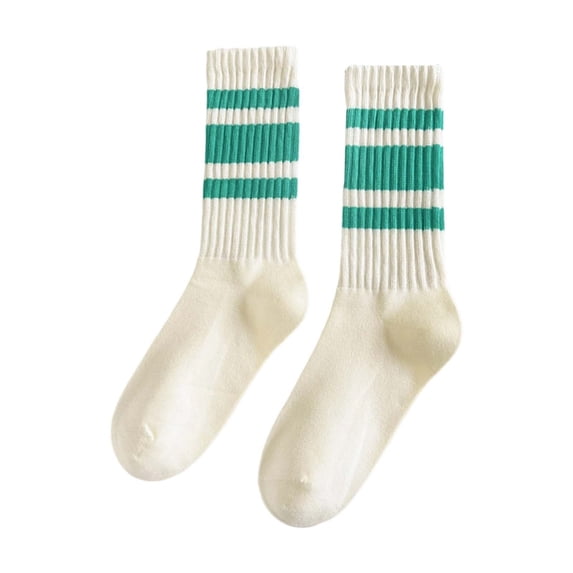 DHFJKG Womens Striped Casual Socks Comfortable Everyday Wear Sports Mid Calf Socks