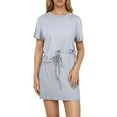 thumbnail image 1 of DHFJKG Womens Summer 2 Piece Outfits Casual Skirt Sets Short Sleeve Basic Tee Shirt And Drawstring Mini Skirts Matching Jogger Set Versatile Outfit, 1 of 8