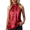 thumbnail image 1 of DHFJKG Womens Summer Sleeveless Tank Top Metallic Halter High Neck Loose Fit Blouse Daily Wear Solid Color Soft Trendy Tops, 1 of 7